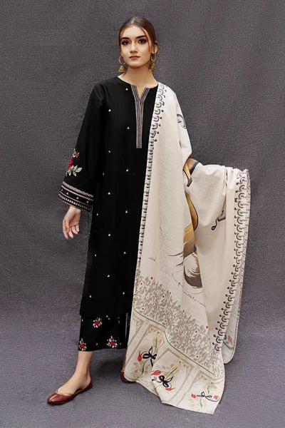 3 Pcs women’s unstitched Dhanak embroidered suit