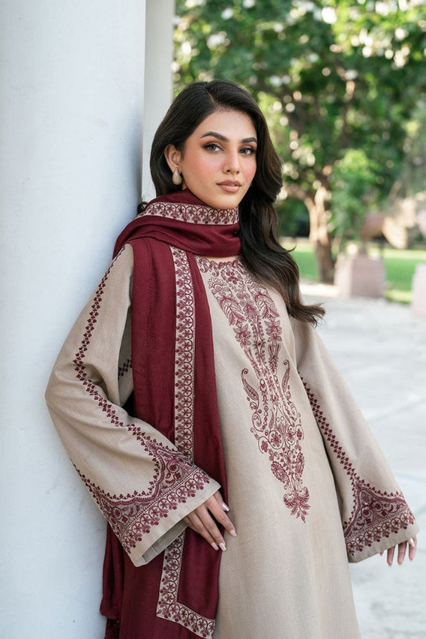 3PC Unstitched Dhanak Embroidered Shirt with Dhanak Embroidered Dupatta IR-111