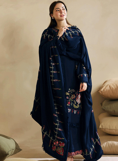 Coco By Zara Shahjahan Embroidered Khaddar Unstitched 3 Piece Suit - 9B