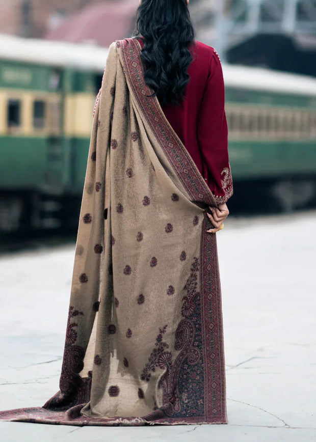 Grace W570-Embroidered 3pc marina dress with Printed shawl