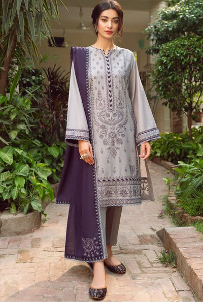 EMBROIDERED 3PC LAWN EMBROIDERED DRESS WITH CHIFFON EMBROIDERED DUPATTA  IR-204