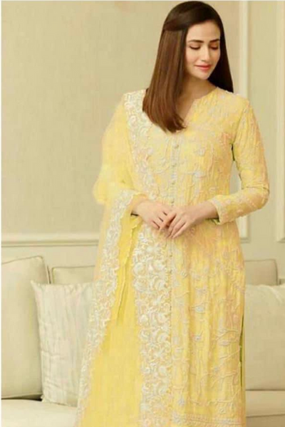 EMBROIDERED 3PC LAWN EMBROIDERED DRESS WITH CHIFFON EMBROIDERED DUPATTA  IR-1003