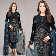 EMBROIDERED 3PC LAWN EMBROIDERED DRESS WITH CHIFFON EMBROIDERED DUPATTA  IR-203