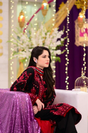 Elegant Dhank Suit with Heavy Neck Embroidery