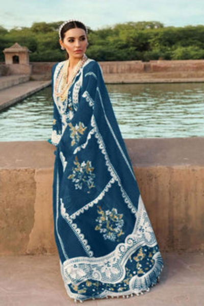 EMBROIDERED 3PC LAWN EMBROIDERED DRESS WITH CHIFFON EMBROIDERED DUPATTA  IR-210