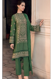 EMBROIDERED 3PC LAWN EMBROIDERED DRESS WITH CHIFFON EMBROIDERED DUPATTA  IR-231