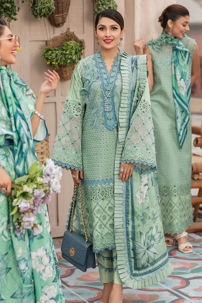 EMBROIDERED 3PC LAWN EMBROIDERED DRESS WITH CHIFFON EMBROIDERED DUPATTA  IR-1002