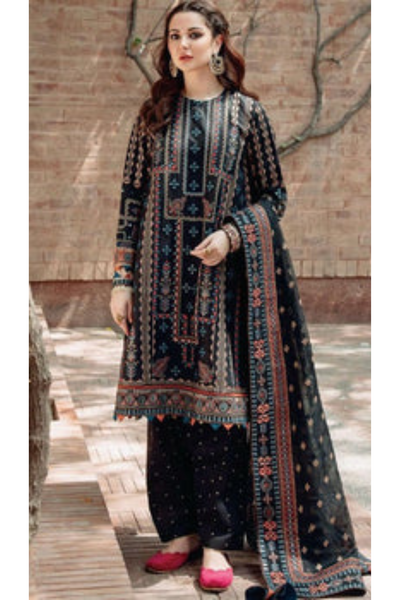 EMBROIDERED 3PC LAWN EMBROIDERED DRESS WITH CHIFFON EMBROIDERED DUPATTA  IR-217