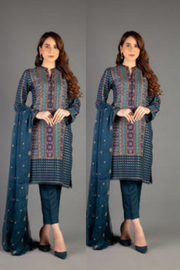 EMBROIDERED 3PC LAWN EMBROIDERED DRESS WITH CHIFFON EMBROIDERED DUPATTA  IR-213