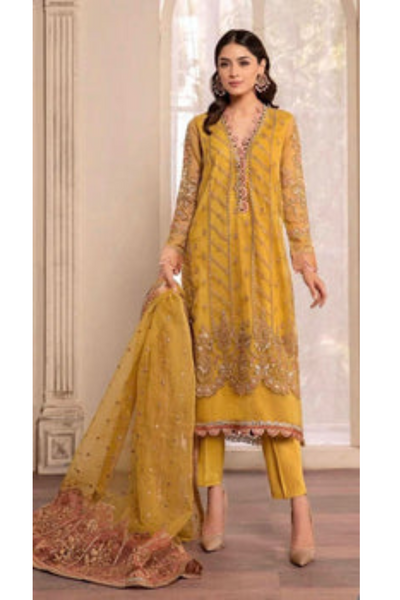 EMBROIDERED 3PC LAWN EMBROIDERED DRESS WITH CHIFFON EMBROIDERED DUPATTA  IR-211