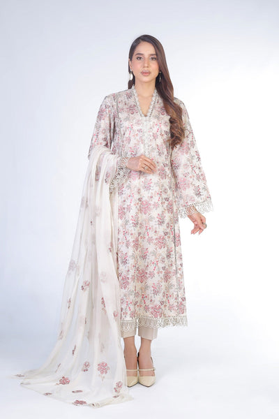 EMBROIDERED 3PC LAWN EMBROIDERED DRESS WITH CHIFFON EMBROIDERED DUPATTA  IR-212